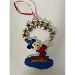 Vintage Disney Mickey Mouse Wizard Hat Wood Ornament MERRY CHRISTMAS Wooden
